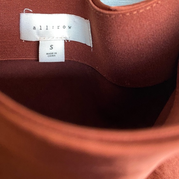 ALL : ROW Silky Satiny MIDI Slip Skirt with Elastic Waist in Rust Burnt Orange - Picture 2 of 3